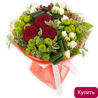 Розы и хризантемы в букете