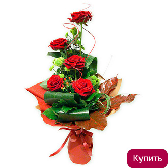 Розы и хризантемы в букете